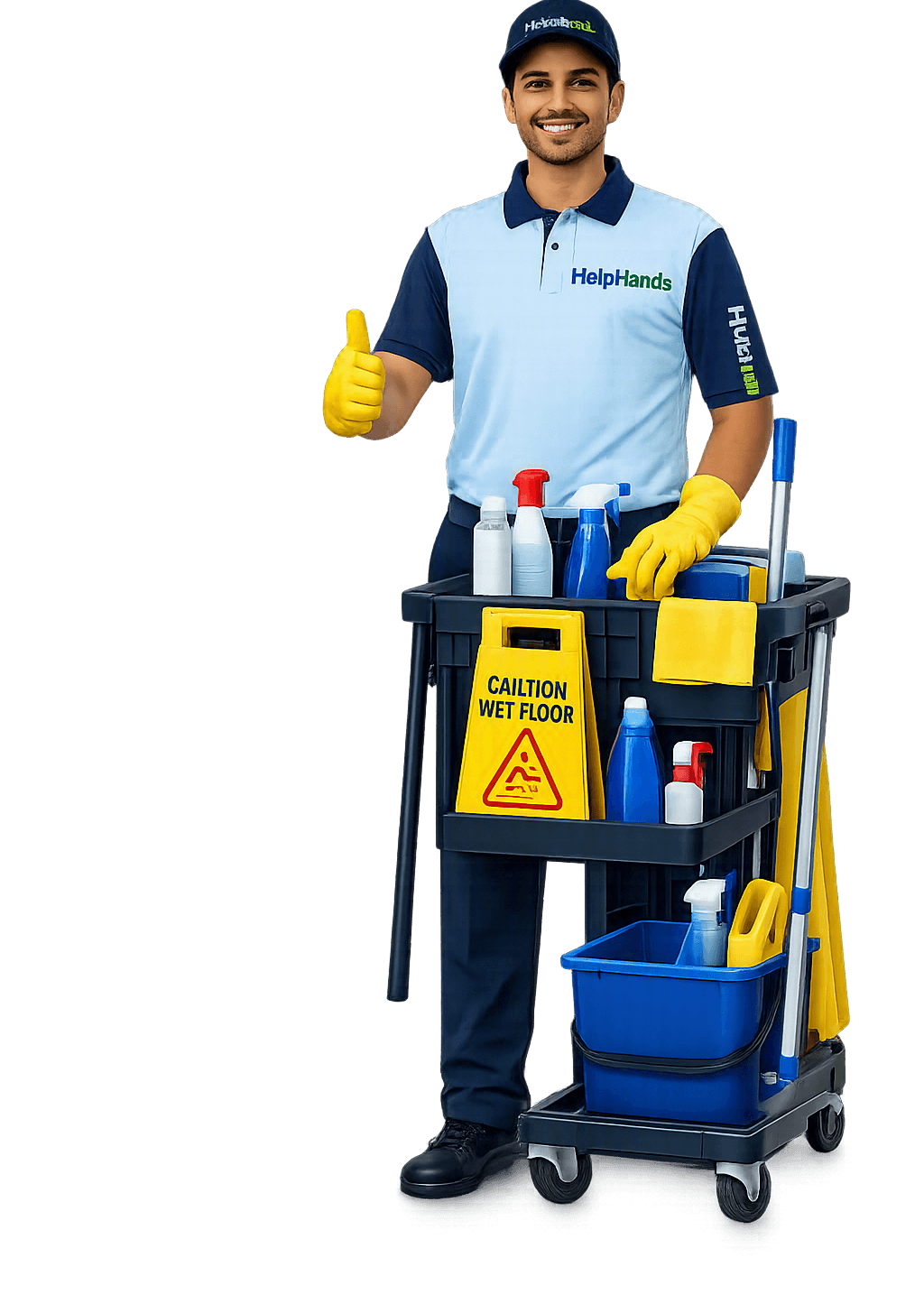 Professional cleaner from HelpHands providing home and office cleaning services in Ahmedabad